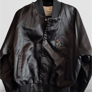 Vintage Olympic Games Classic Black Bomber Jacket with Emblem